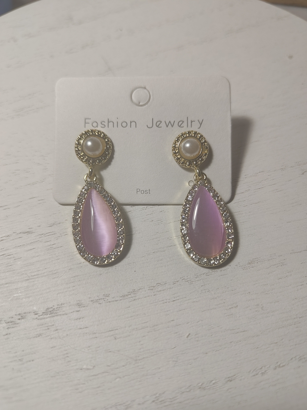Pink Teardrop Pearl Dangle Earrings